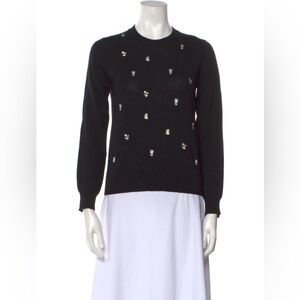 Comme Des Garçons Navy Sweater with White Floral Accents